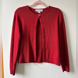 Red Ribbed Cardigan